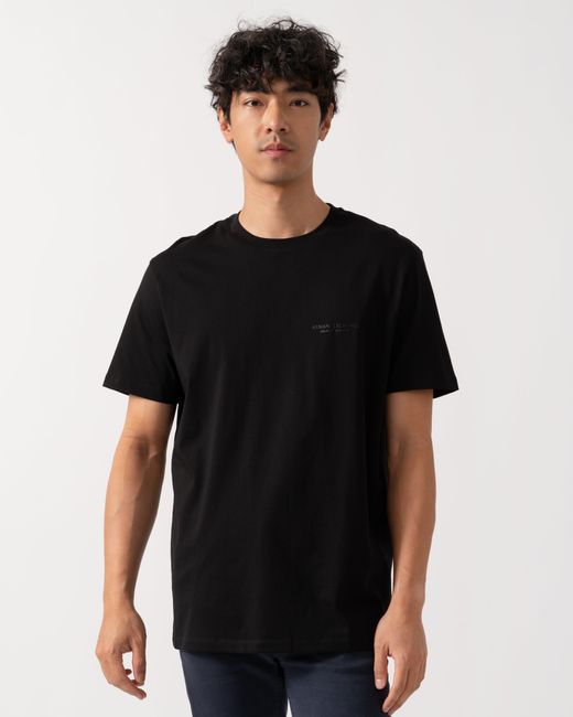ARMANI EXCHANGE Black T-Shirt With Small Milano/New York Logo for men