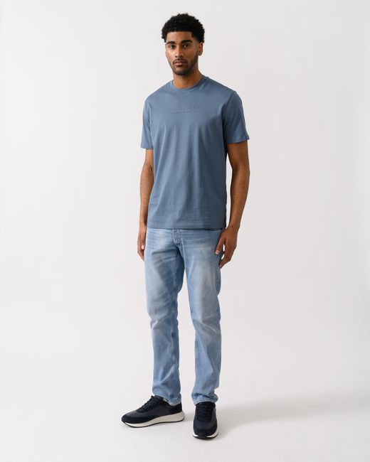 ARMANI EXCHANGE Blue T-Shirt With Tonal Milano/New York Logo for men