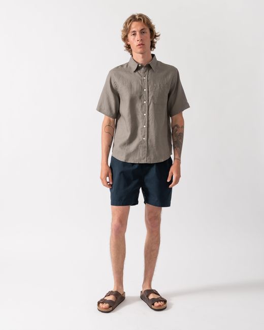 COLORFUL STANDARD Green Short Sleeve Linen Shirt for men