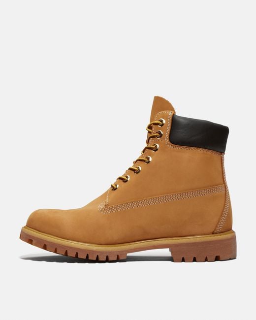 Timberland Brown 6 Premium Waterproof Boot (Wheat Nubuck Leather) Lace-Up Boots for men