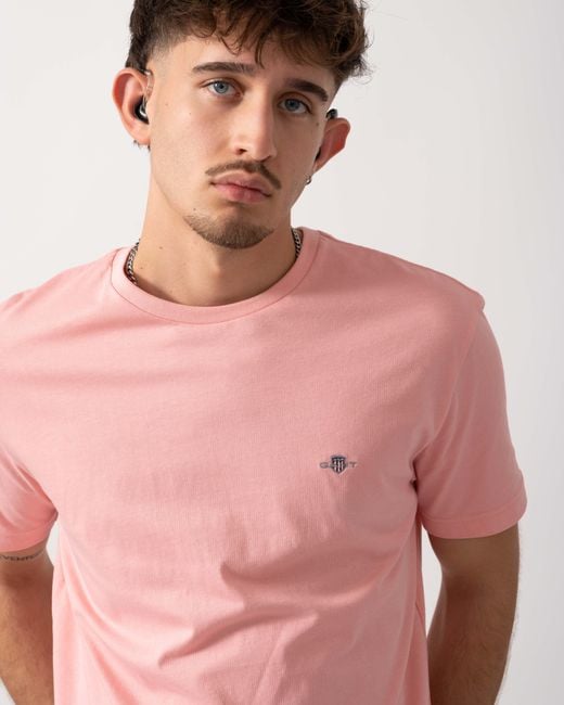 Gant Red Regular Fit Short Sleeve Shield Logo T-Shirt for men