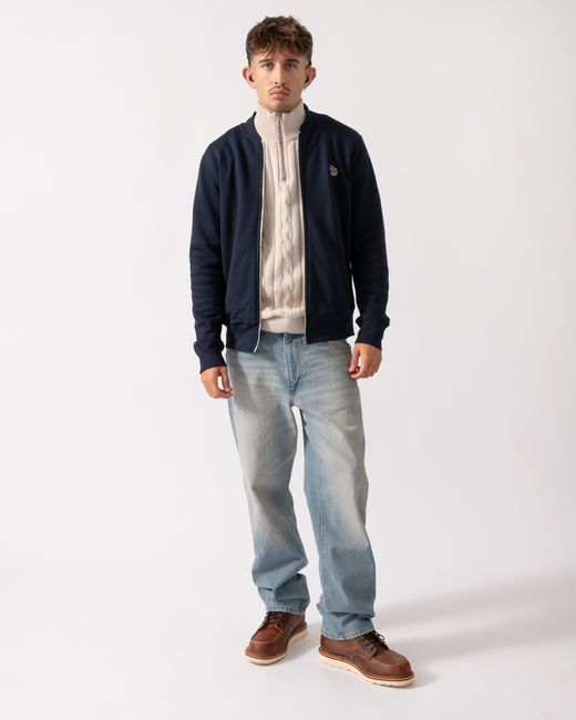 Paul Smith Blue Ps Zip Bomber With Zebra Logo for men