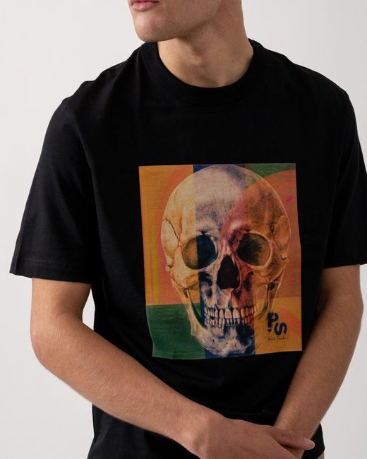 Paul Smith Black Ps Regular Fit Skull Square T-Shirt for men