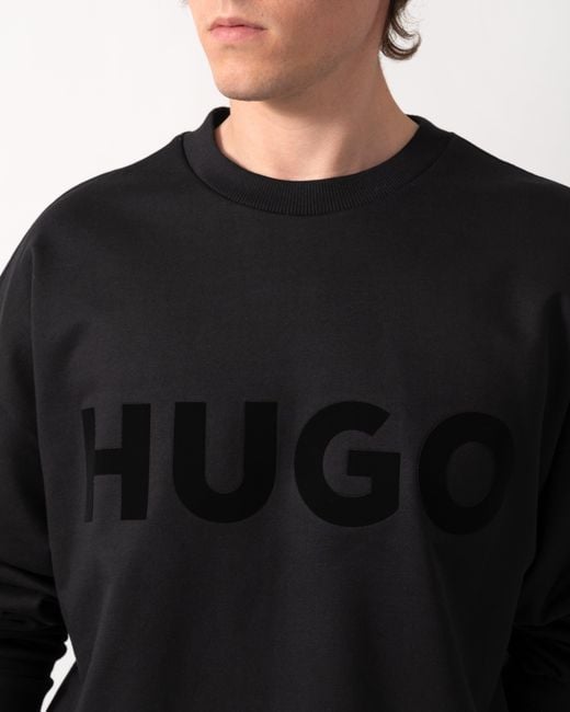 HUGO Black Dinex Oversized-Fit Sweatshirt for men