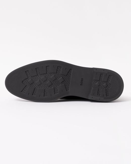 Boss Black Calev Leather Desert Boots With Signature Stripe Detailing for men