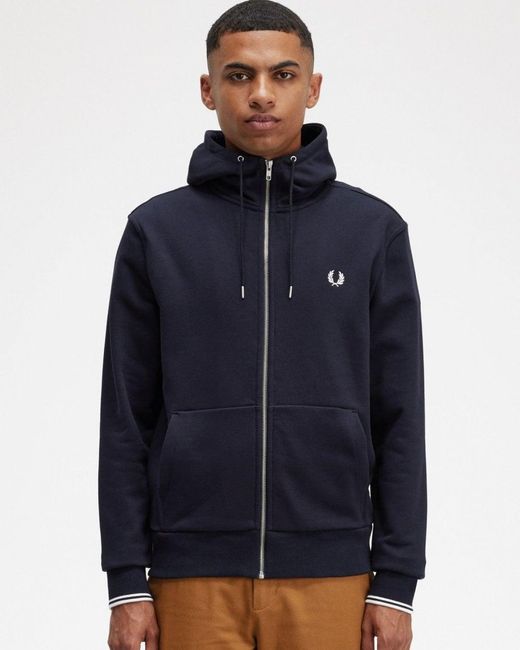 Fred Perry Blue Zip Through Hoodie Nos for men