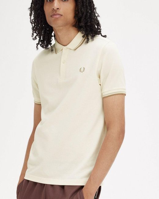 Fred Perry White Twin Tipped Signature Polo Shirt for men