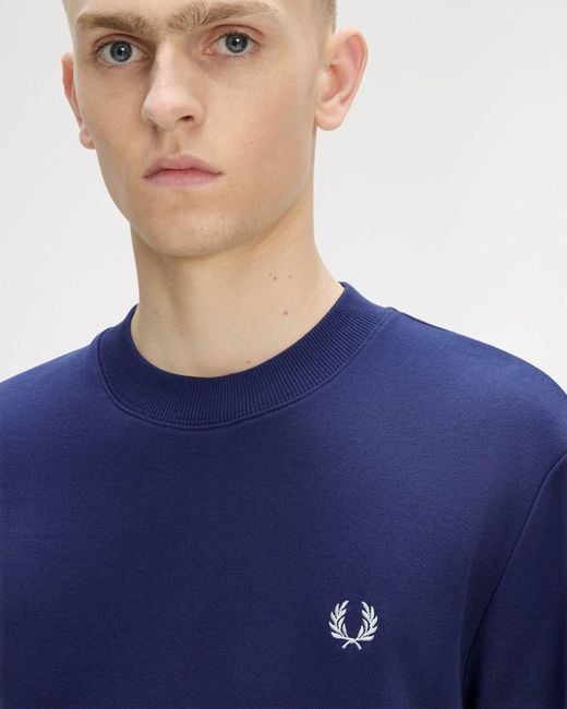 Fred Perry Blue Crew Neck Sweatshirt for men