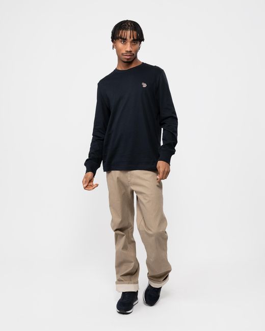 Paul Smith Blue Ps Regular Fit Long Sleeve Zebra T-Shirt for men