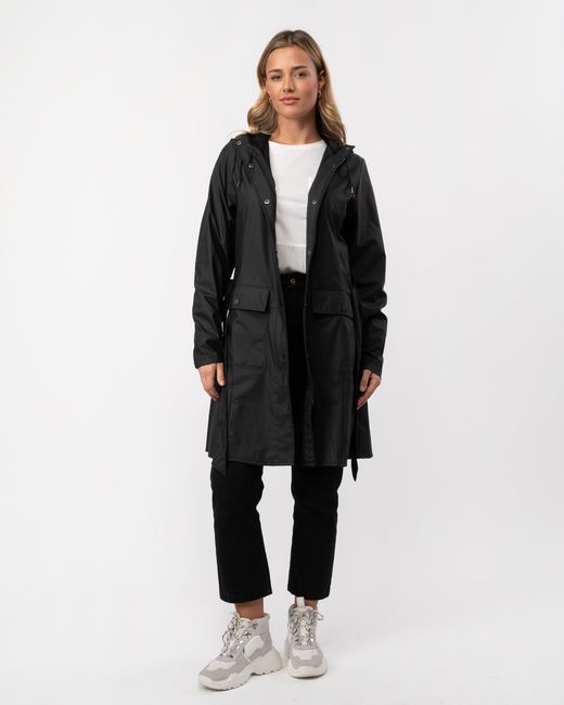 Rains Black Curve Long Jacket
