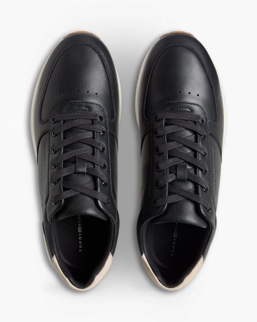 Tommy Hilfiger Black Newport Leather Trainers for men