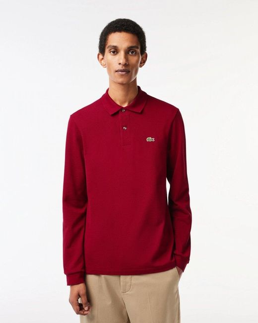 Lacoste Red Original L.12.12 Long Sleeve Cotton Polo Shirt for men