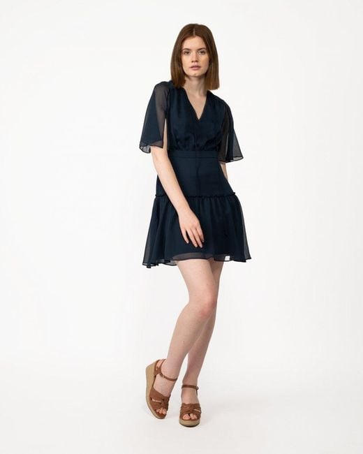 Ted Baker Blue Giggie Fit And Flare Tiered Mini Dress