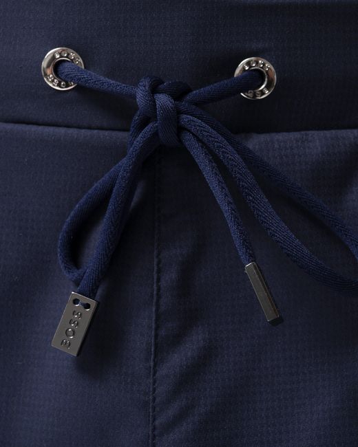 Boss Blue Isle Ripstop-Fabric Swim Shorts With Contrast Logo for men