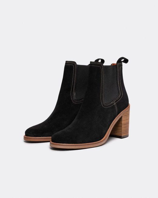 Penelope Chilvers Black Paloma Suede Heeled Chelsea Boots