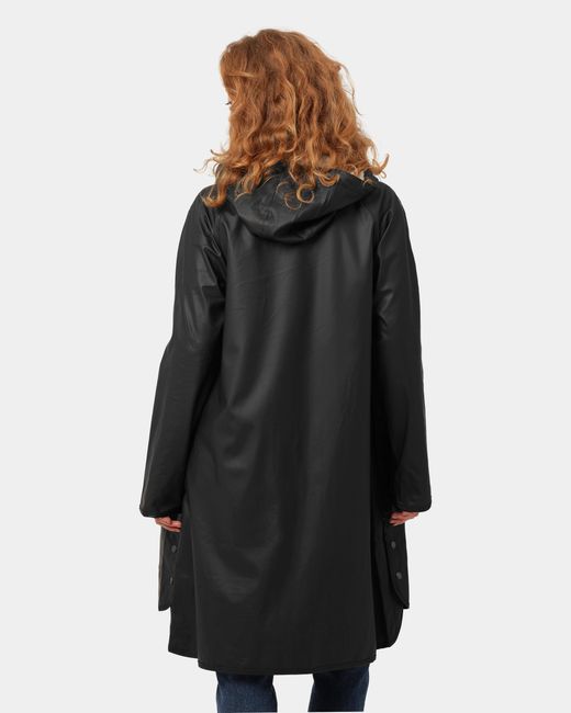 Ilse Jacobsen Black Rain A-Line Rubberised Raincoat