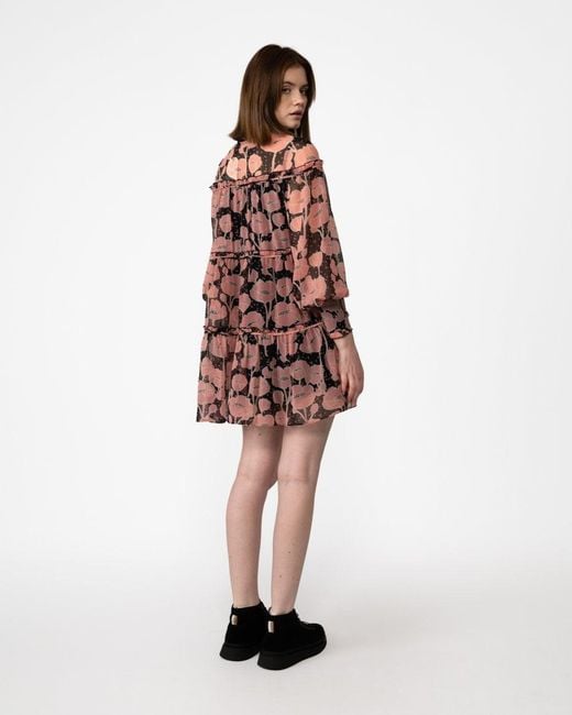 Ted Baker Brown Sandror Swing Mini Dress With Ruffled Tiers