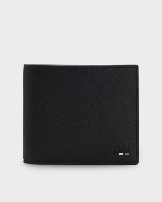 Boss Black Ray Faux-Leather Folding Wallet With Signature-Stripe Trim for men