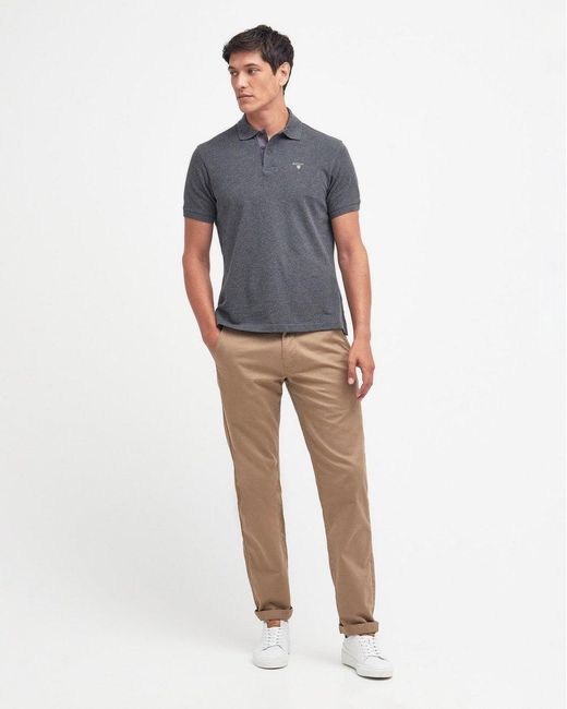 Barbour Gray Tartan Pique Polo for men