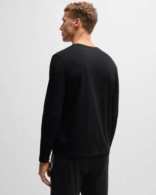Boss Black Mix&Match Long Sleeve Stretch-Cotton T-Shirt With Embroidered Logo for men