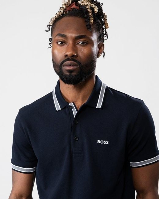 Boss Blue Paddy Contrast Polo Nos for men