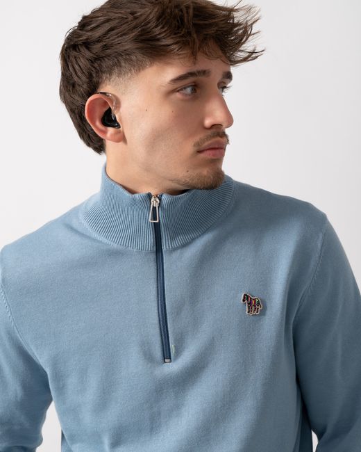 Paul Smith Blue Ps Sweater Zip Neck Zeb Bad for men