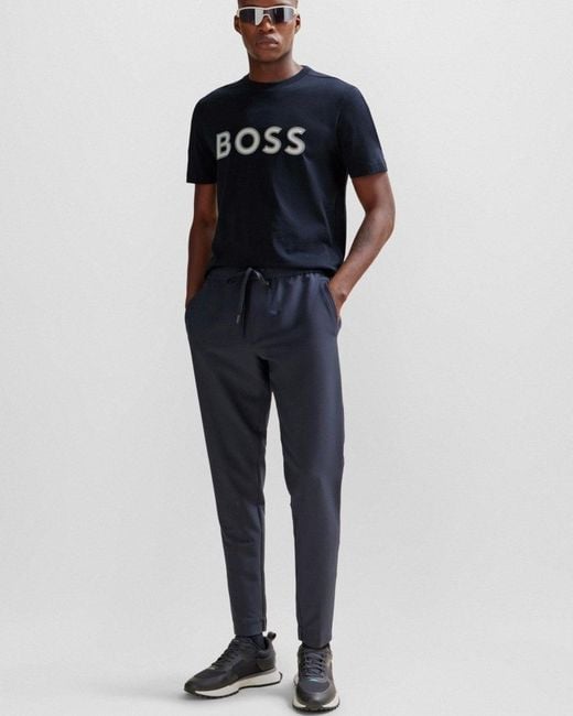 Boss Blue Tee 1 Cotton Jersey Regular Fit T-shirt With Logo Print for men