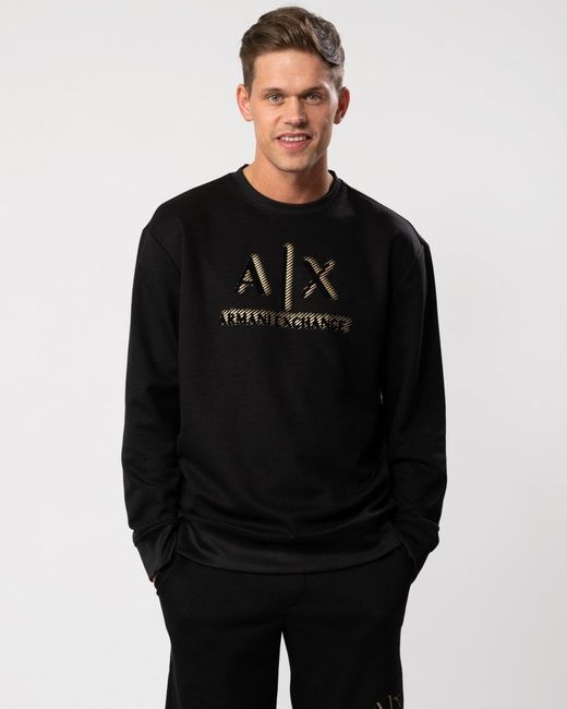 Armani Exchange Black 3d A|x Logo Crew Neck Sweatshirt for men