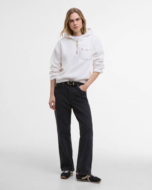 Barbour White Lola Fleece Hoodie