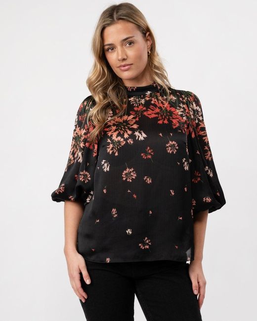 Ted Baker Black Eranthe High Neck Balloon Sleeve Blouse