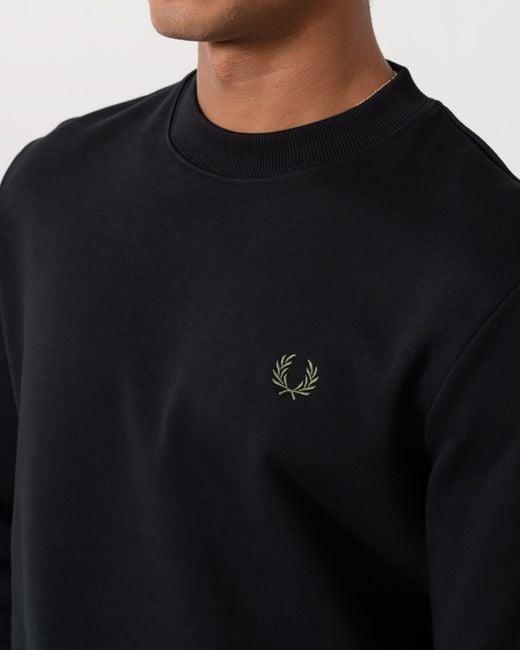 Fred Perry Black Crew Neck Sweatshirt for men