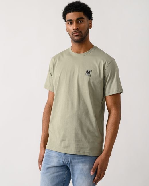 Belstaff Green Short Sleeved Logo Patch T-Shirt for men