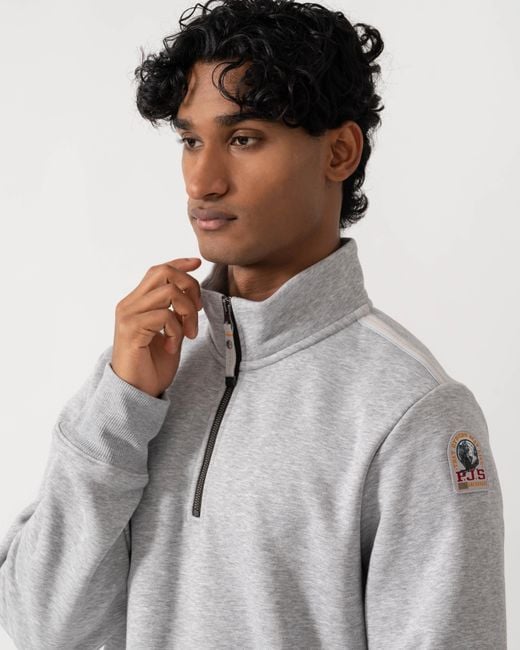 Parajumpers Gray Broad Peak Quarter Zip Sweatshirt for men
