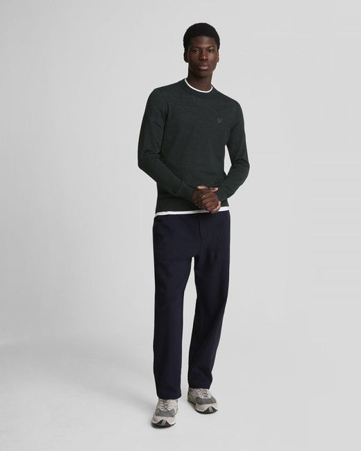 Lyle & Scott Black Tonal Eagle Merino Crew Neck Jumper Size: M for men