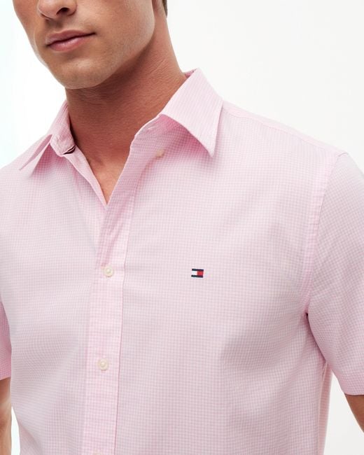 Tommy Hilfiger Pink Flex Poplin Gingham Shirt for men