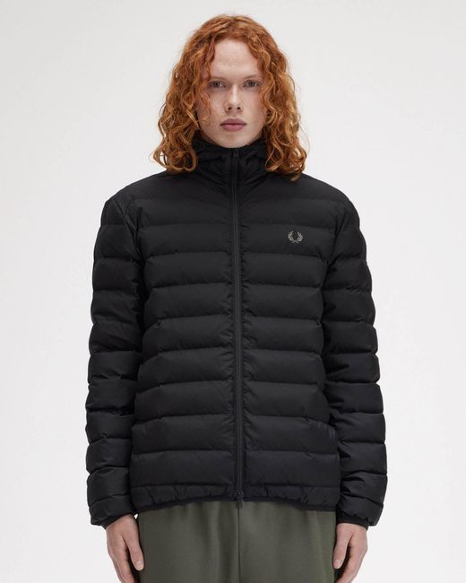 Fred Perry Black Hooded Padded Jacket for men
