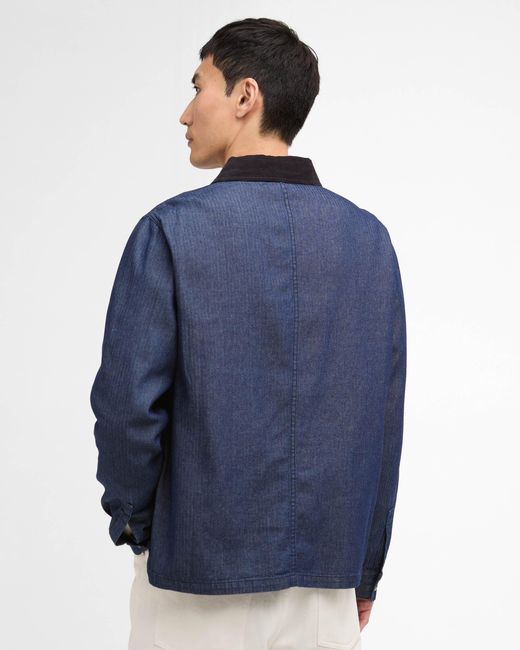 Barbour Blue Piligan Herringbone Denim Overshirt for men