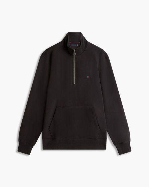 Tommy Hilfiger Black Essential Terry 1/4 Zip Sweatshirt for men