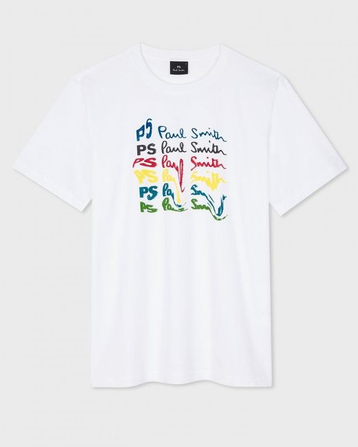 Paul Smith White Ps Regular Fit Short Sleeve Ps Graphic for men