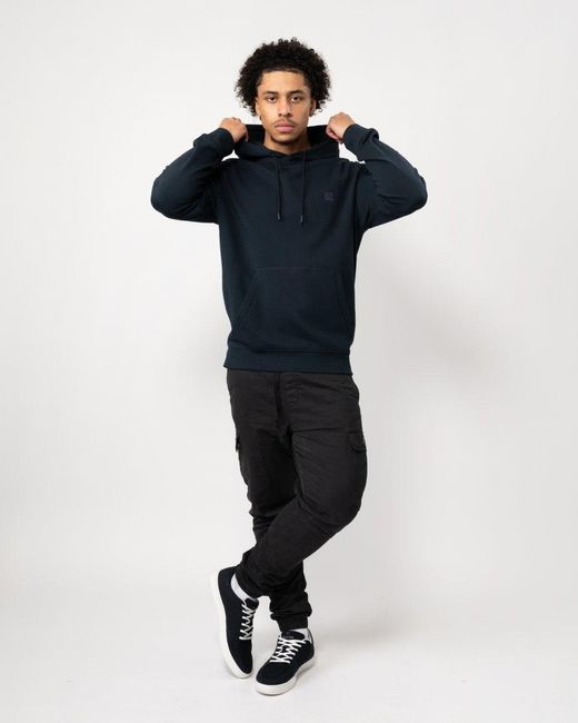 Boss Blue Wetalk Pullover Hoodie With Logo Patch Nos Size: L for men