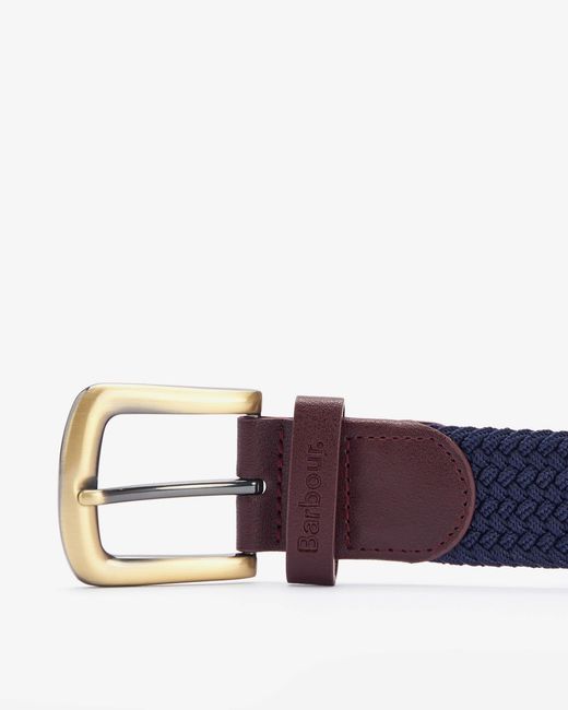 Barbour Blue Stretch Webbing Leather Belt for men