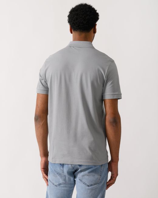 Boss Gray Passenger Stretch-Cotton Slim-Fit Polo Shirt With Logo Patch for men