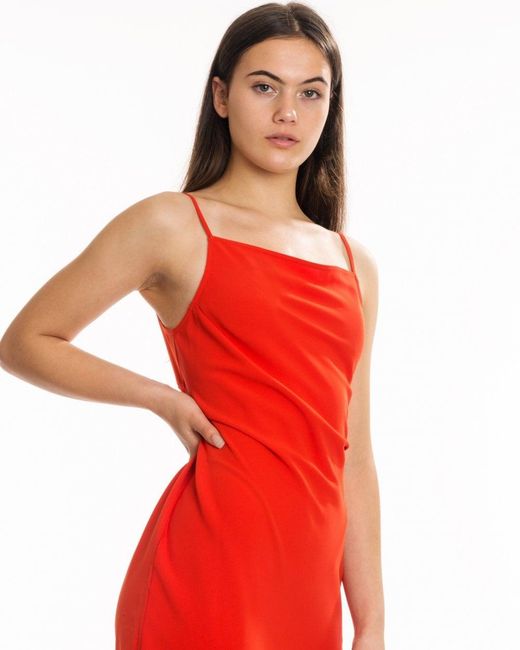 Calvin Klein Red Smooth Twill Cami Ns Dress