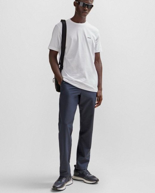 Boss White Tee Stretch Cotton T-Shirt With Contrast Logo Nos for men