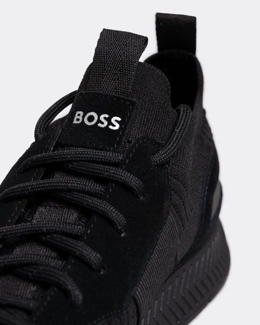Boss Black Titanium_runn Structured-knit Sock Trainers With Branding Nos for men