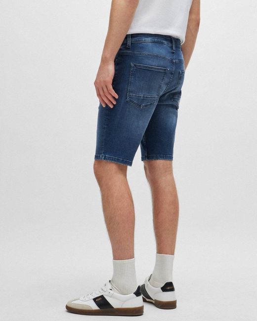Boss Delaware Bc-c Slim Fit Shorts In Blue Soft-motion Denim for men