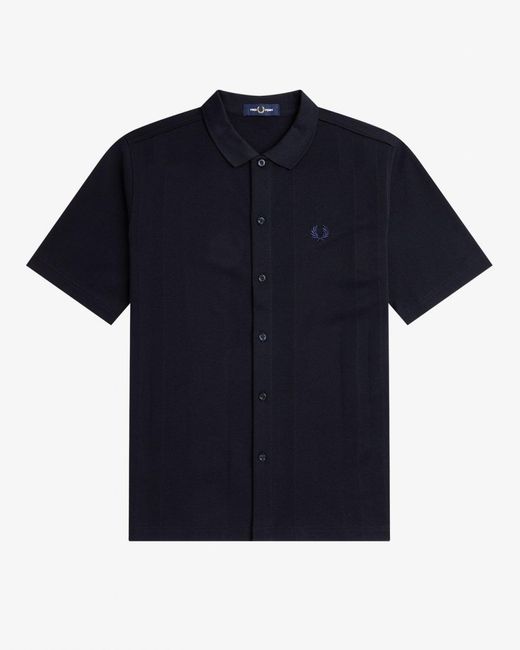 Fred Perry Blue Stripe Button Through Polo Shirt for men