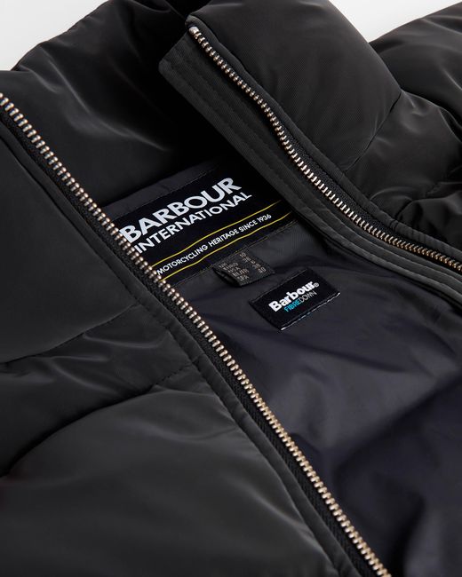 Barbour Black Hudson Faux Velvet Puffer Jacket