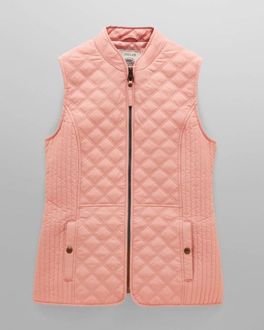 Joules Pink Minx Diamond Quilt Gilet