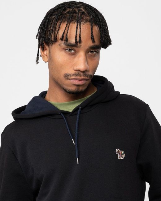 Paul Smith Black Ps Regular Fit Cotton Zebra Logo Hoodie Size: L for men